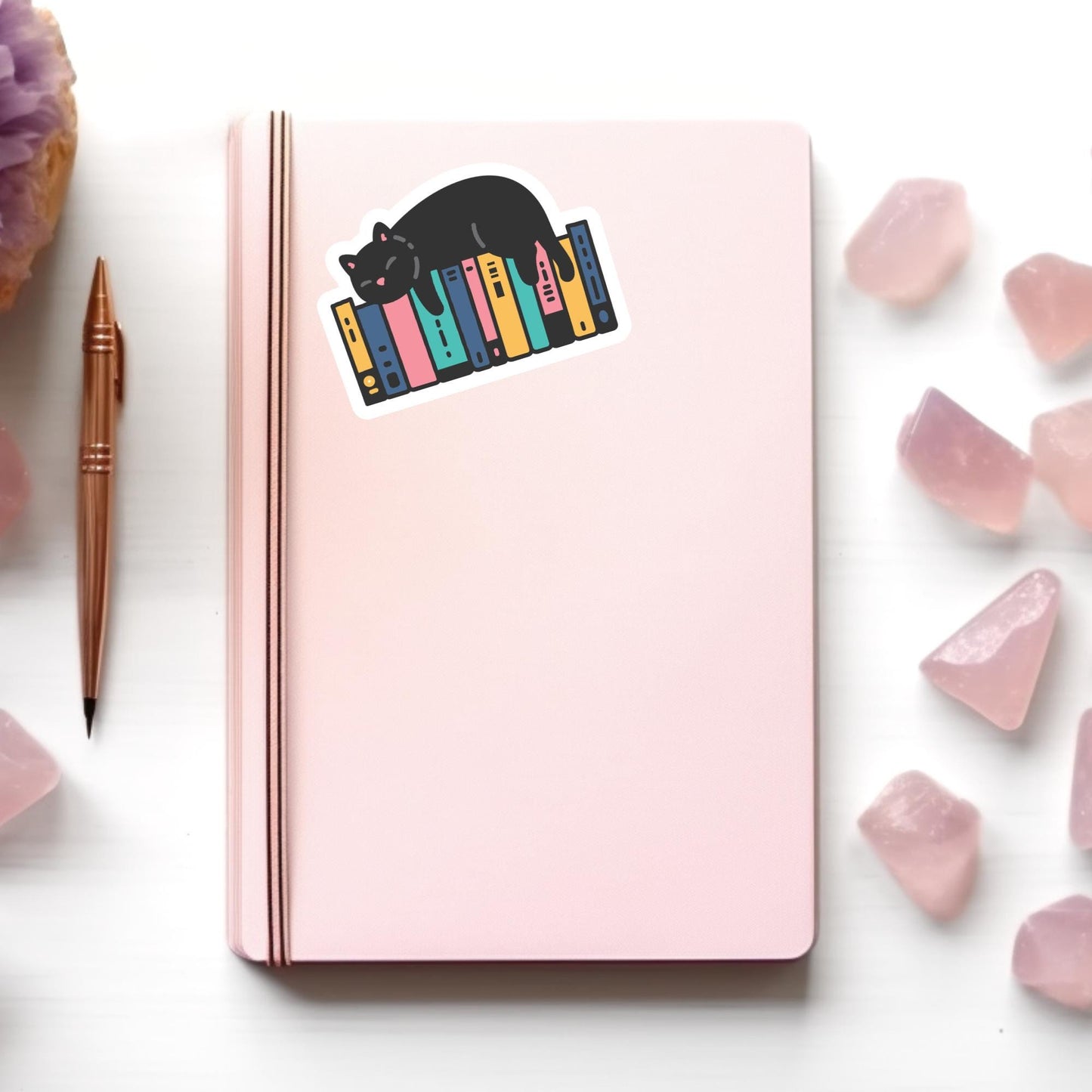 Cat and Books Sticker