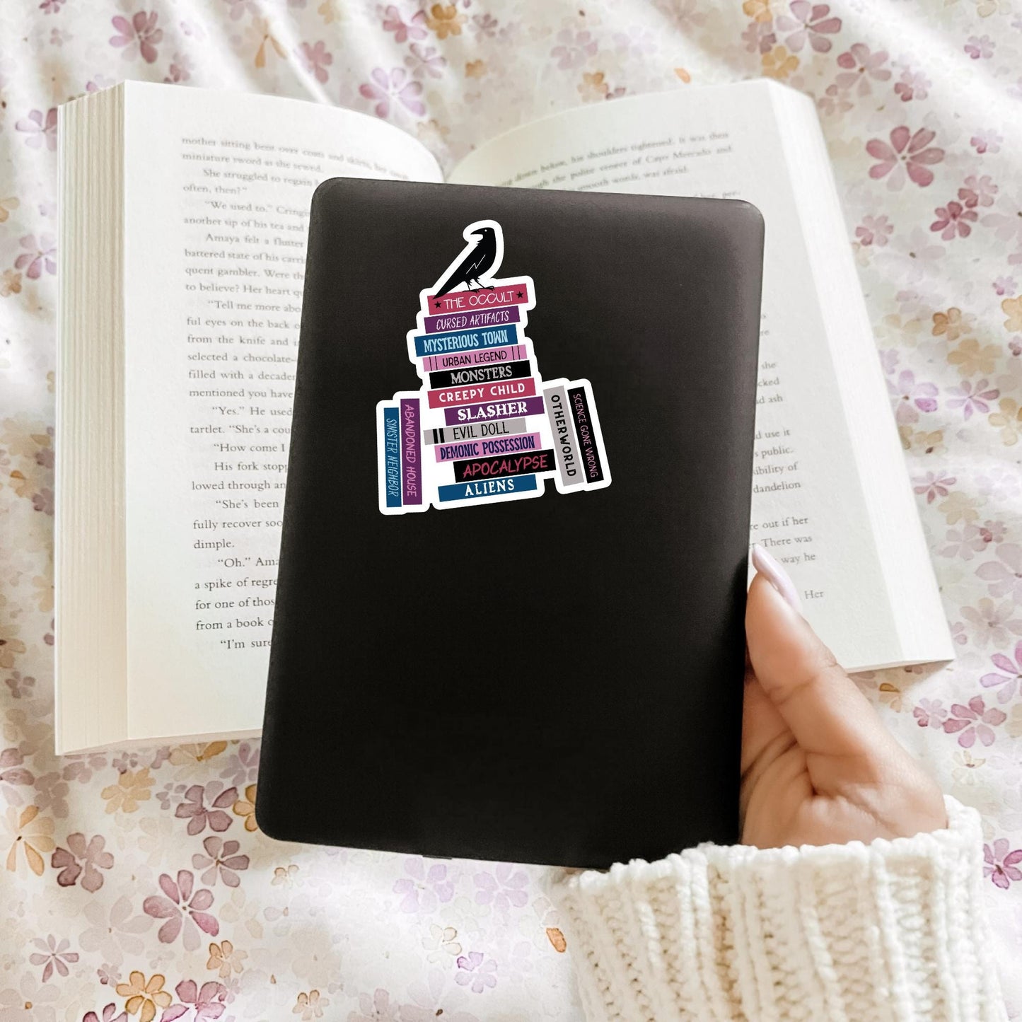 Horror Tropes Book Stack Sticker