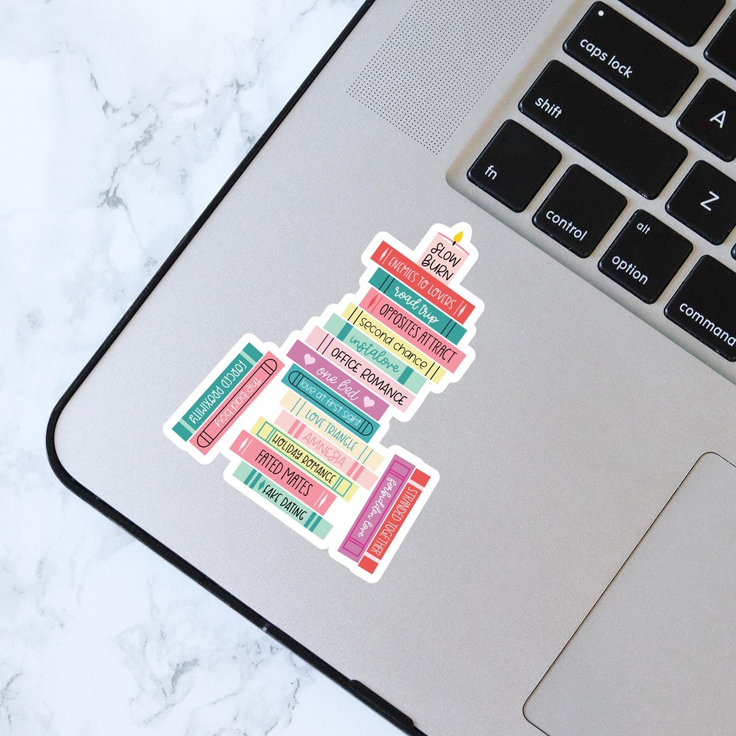 Romance Tropes Book Stack Sticker