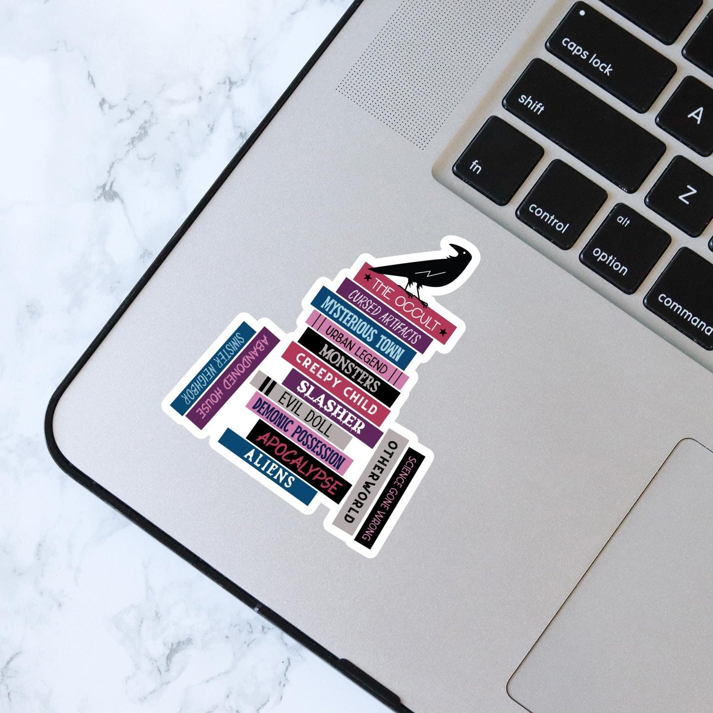 Horror Tropes Book Stack Sticker
