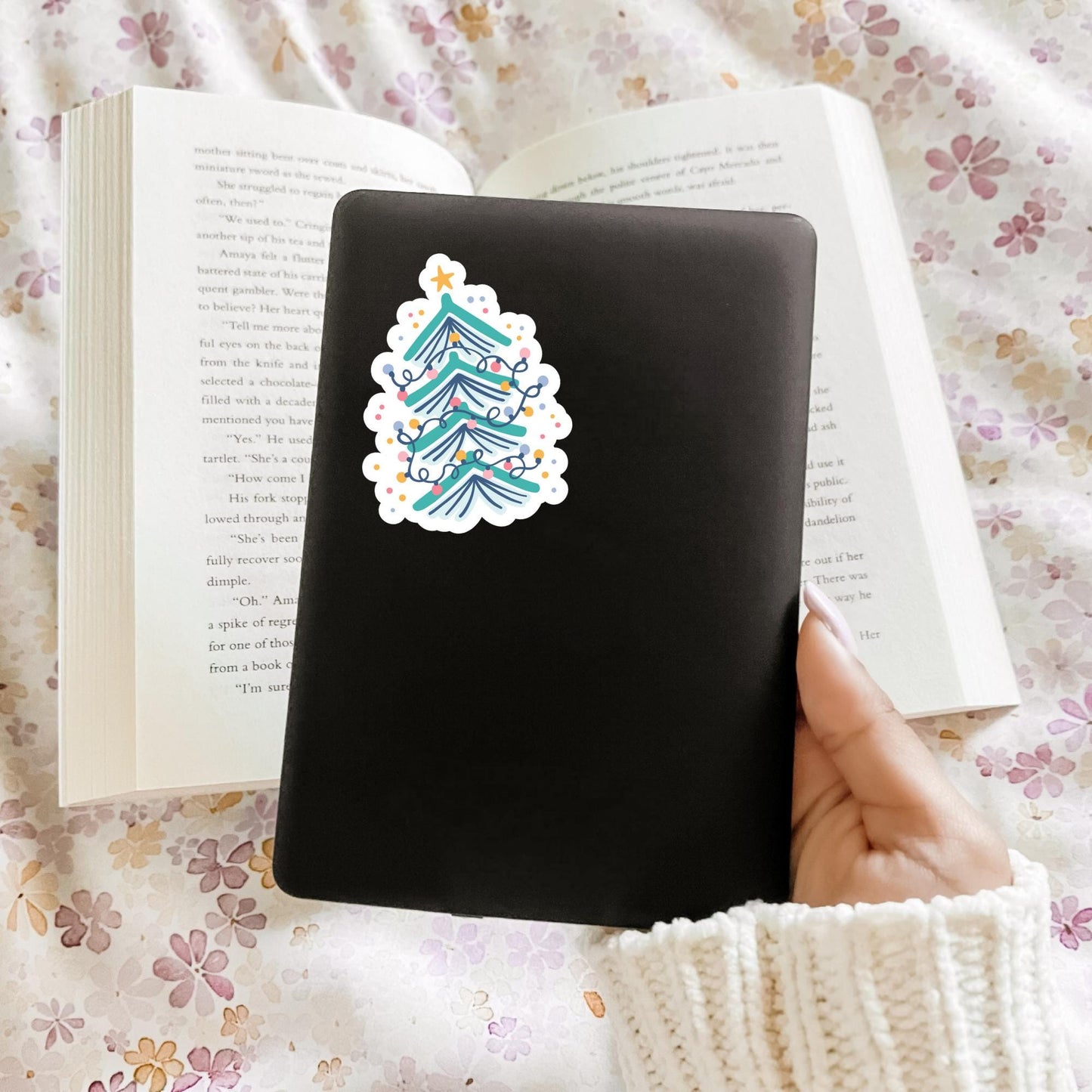 Book Christmas Tree Sticker
