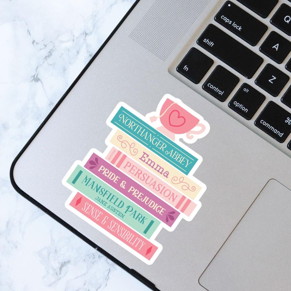 Jane Austen Book Stack Sticker