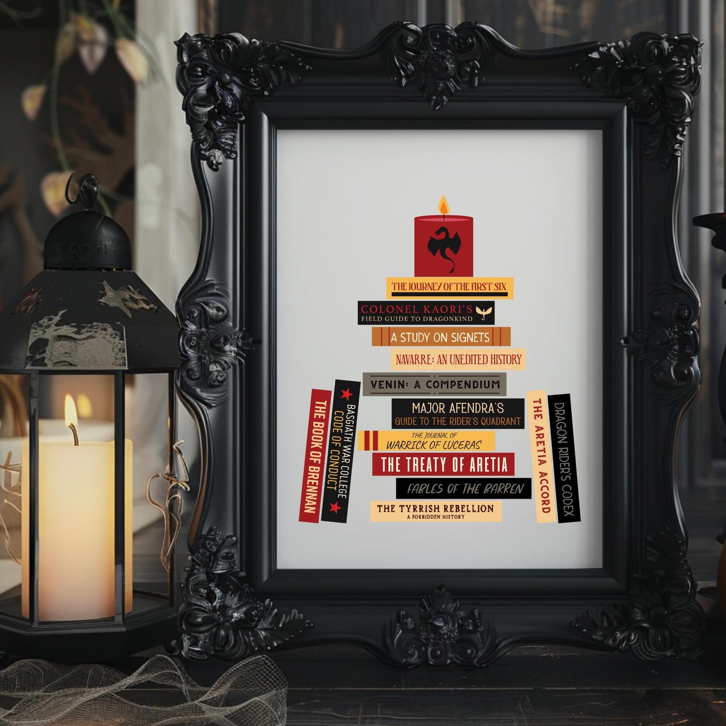 Fourth Wing Literature Book Stack Art Print