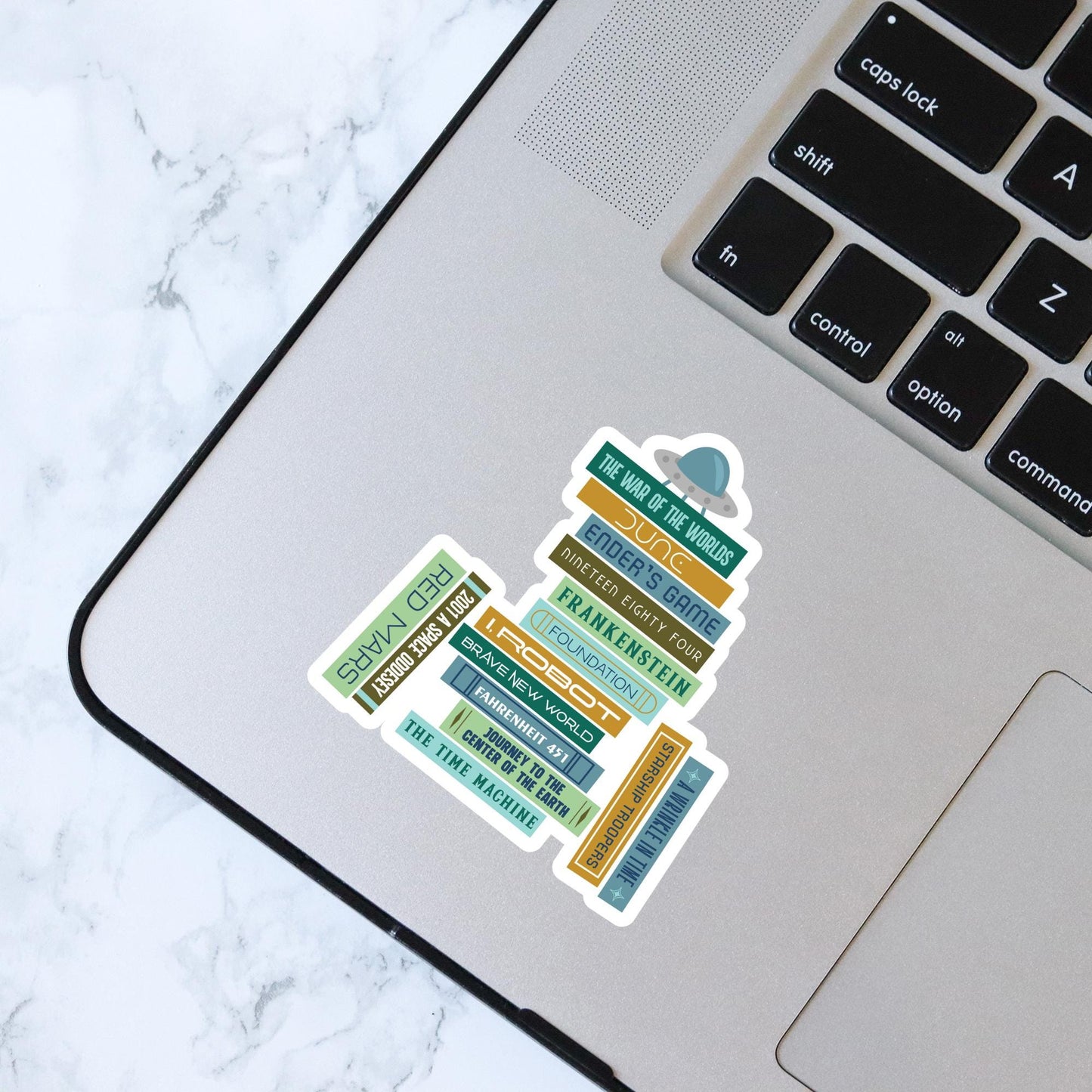 Classic Sci-Fi Books, Book Stack Sticker, Bookish Sticker, Kindle Decal, Gifts for Book Lovers, Laptop Decal, Waterproof, Science Fiction