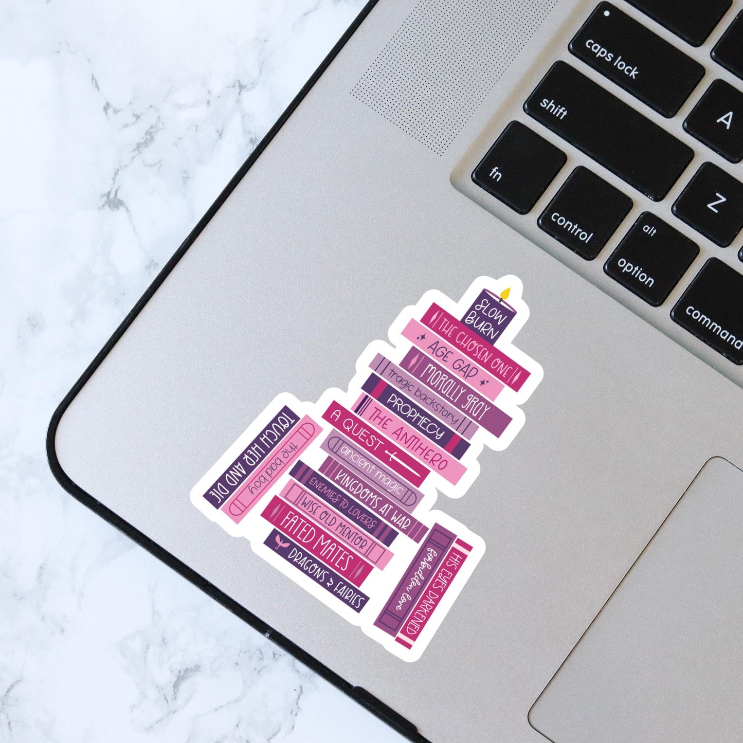 Romantasy Tropes Book Stack Sticker, Bookish Sticker, Kindle Decal, Gifts for Book Lovers, Laptop Decal, Waterproof, Library, Book Club Gift