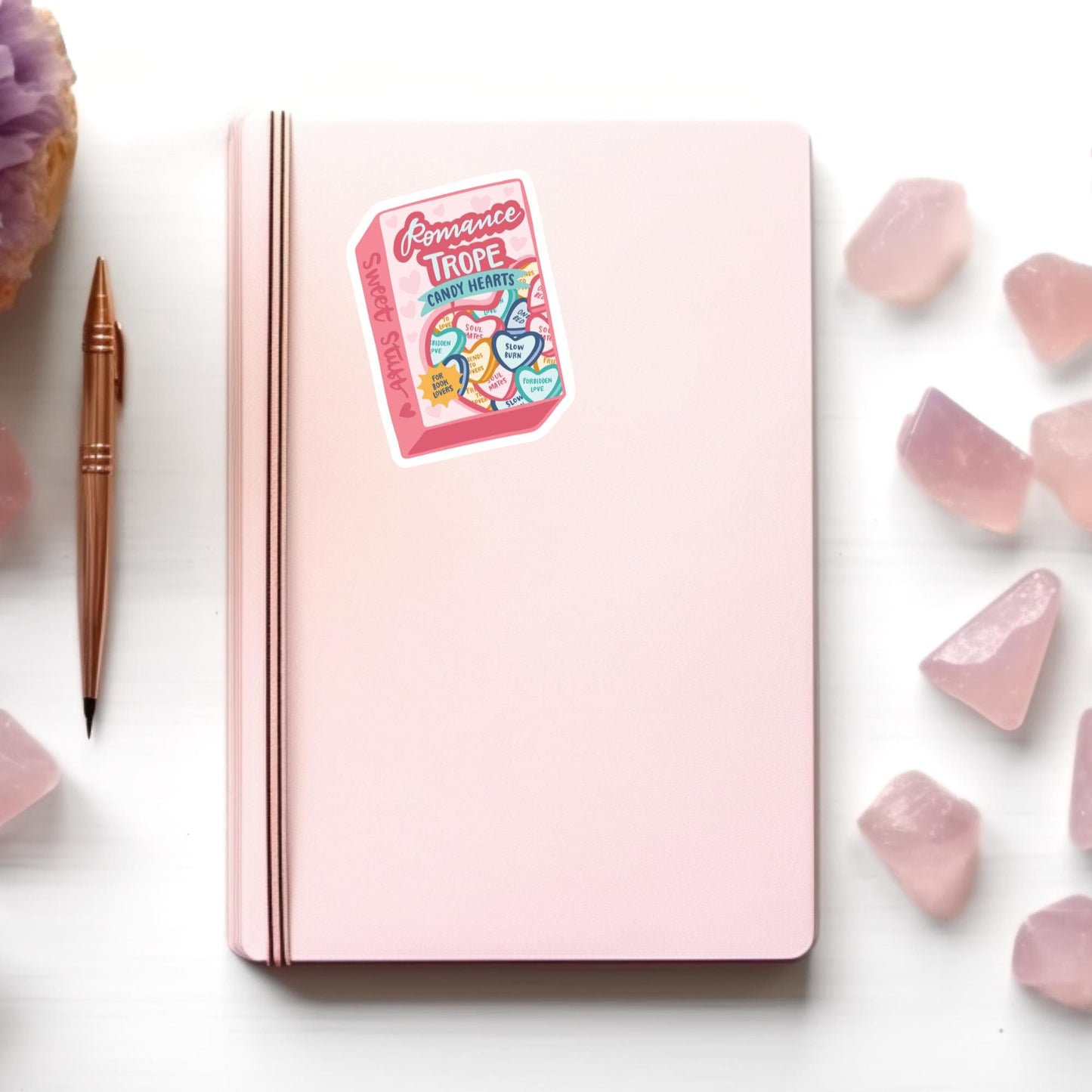 Romance Tropes Conversation Hearts, Candy Hearts, Bookish Sticker, Kindle Decal, Gifts for Book Lovers, Laptop Decal, Waterproof, Romance