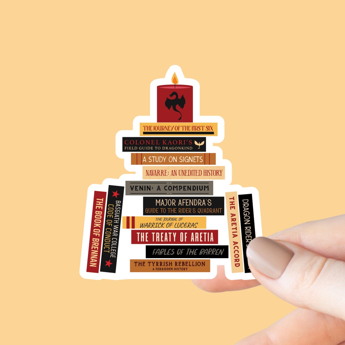 Fourth Wing Literature Book Stack Sticker