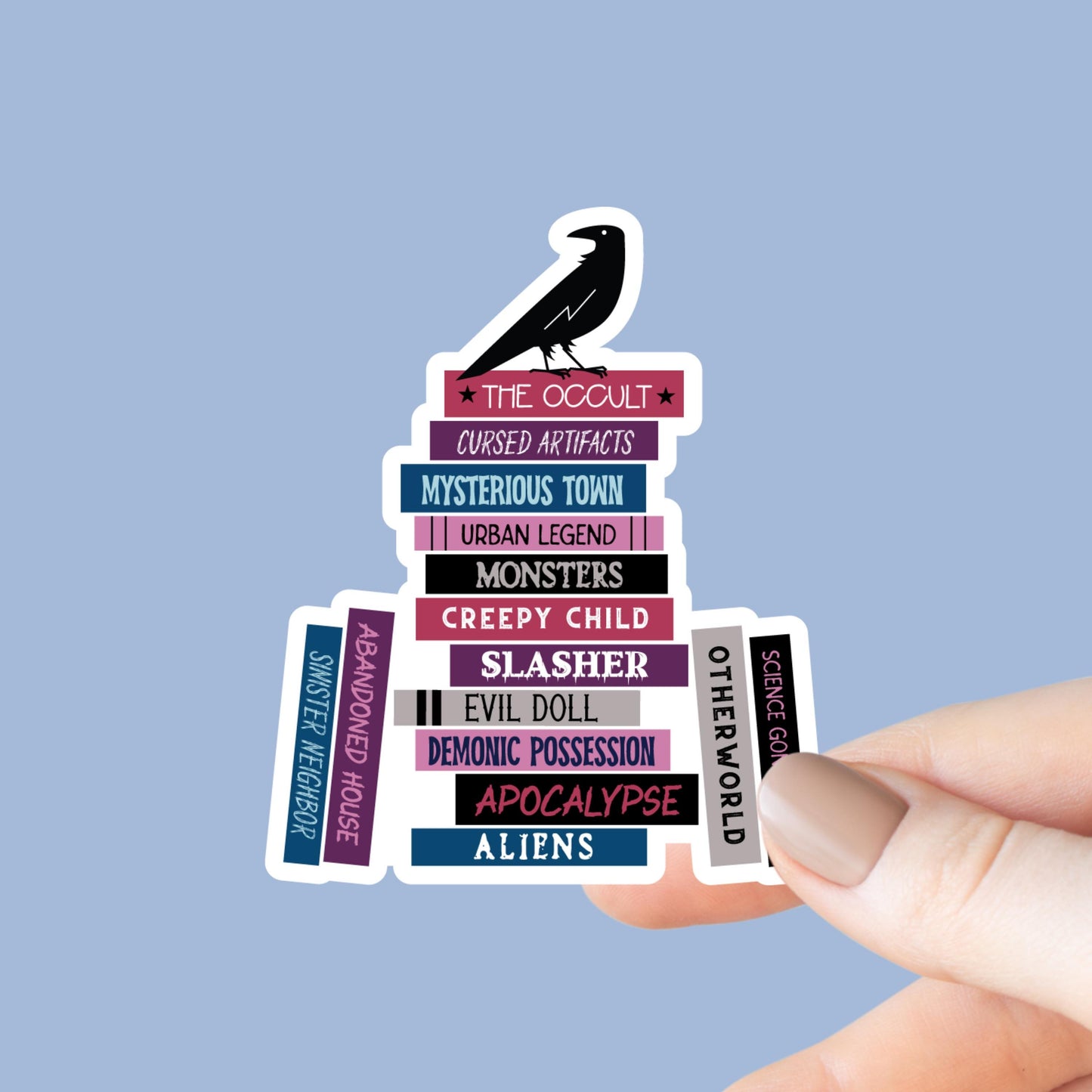 Horror Tropes Book Stack Sticker