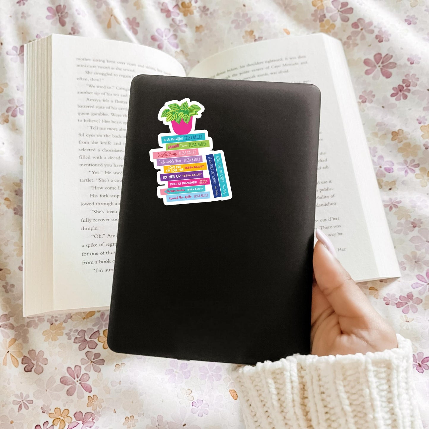 Tessa Bailey Book Stack Sticker, Bookish Sticker, Kindle Decal, Gifts for Book Lovers, Laptop Decal, Waterproof, Romance, Book Club Gifts