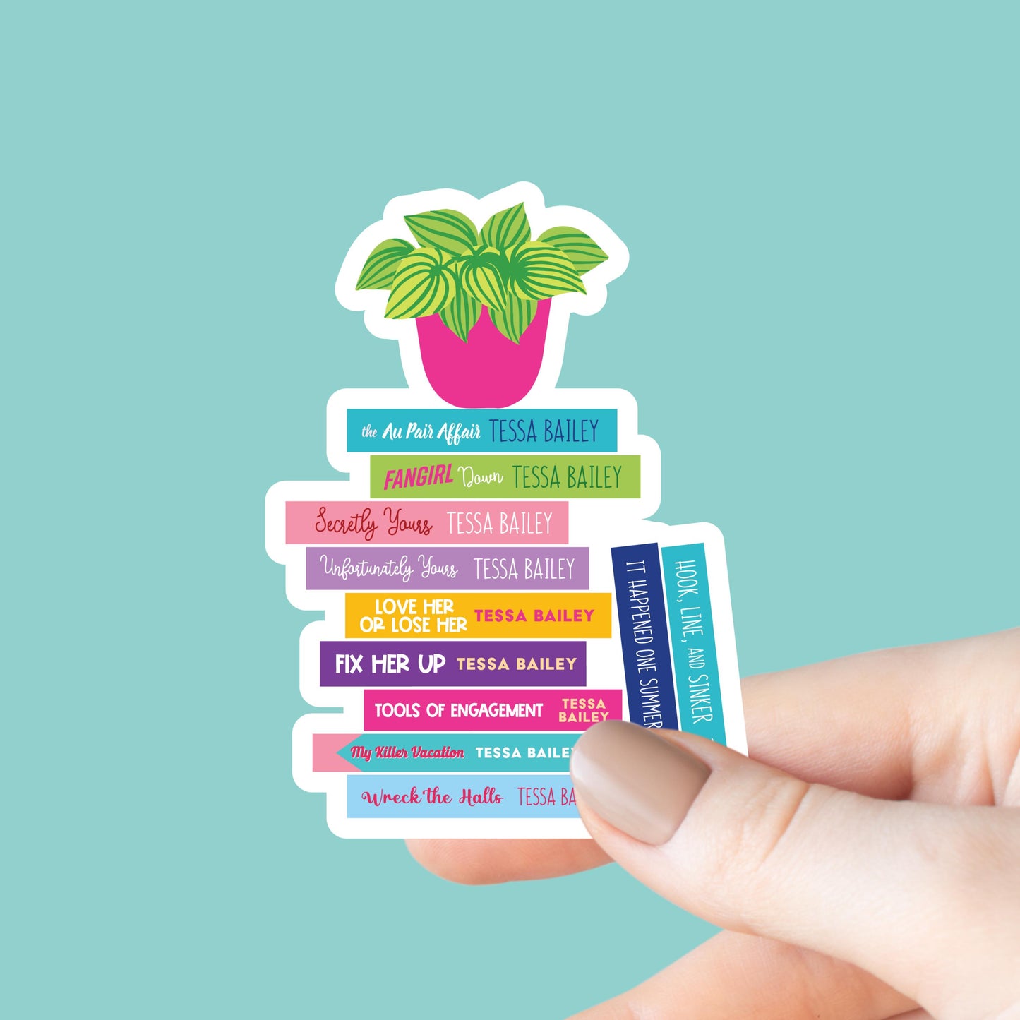 Tessa Bailey Book Stack Sticker, Bookish Sticker, Kindle Decal, Gifts for Book Lovers, Laptop Decal, Waterproof, Romance, Book Club Gifts