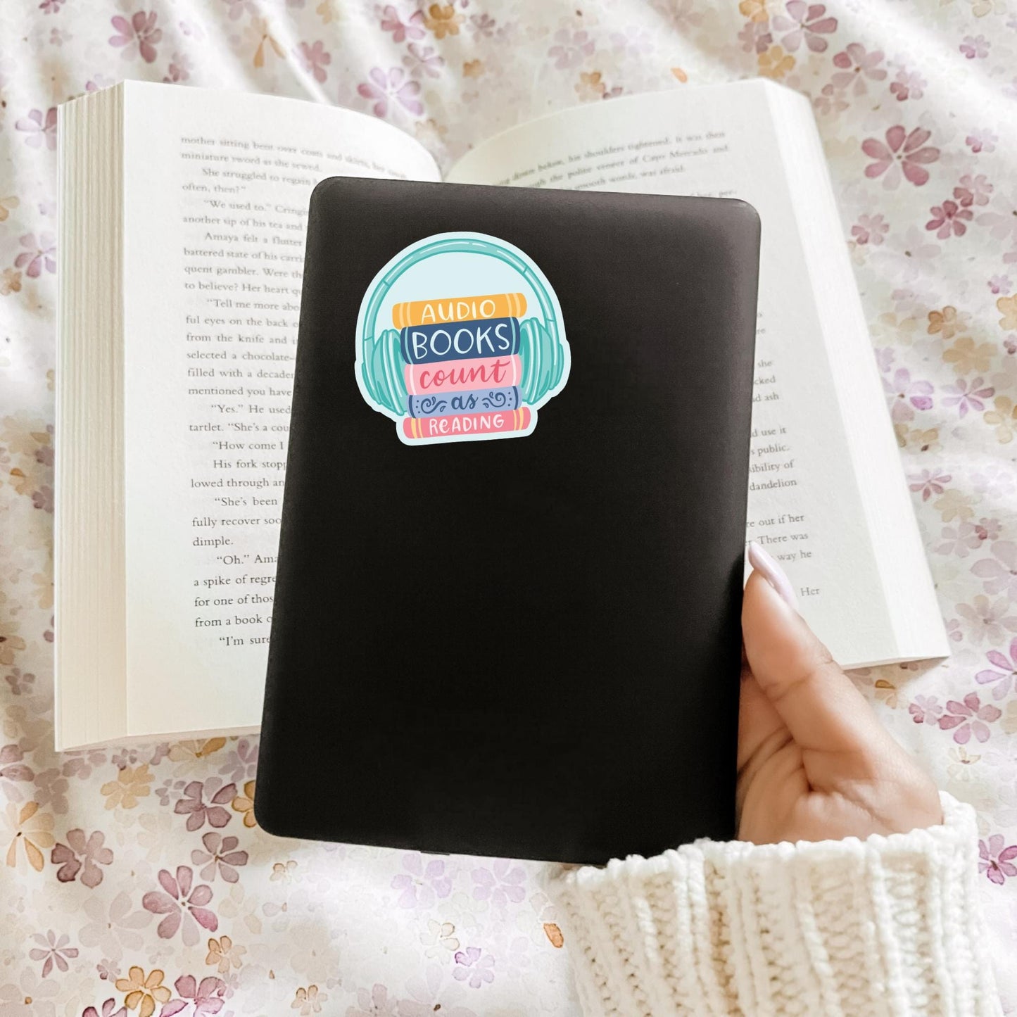 Audiobooks Count As Reading, Bookish Sticker, Kindle Decal, Gifts for Book Lovers, Laptop Decal, Waterproof, Library, Kindle Sticker
