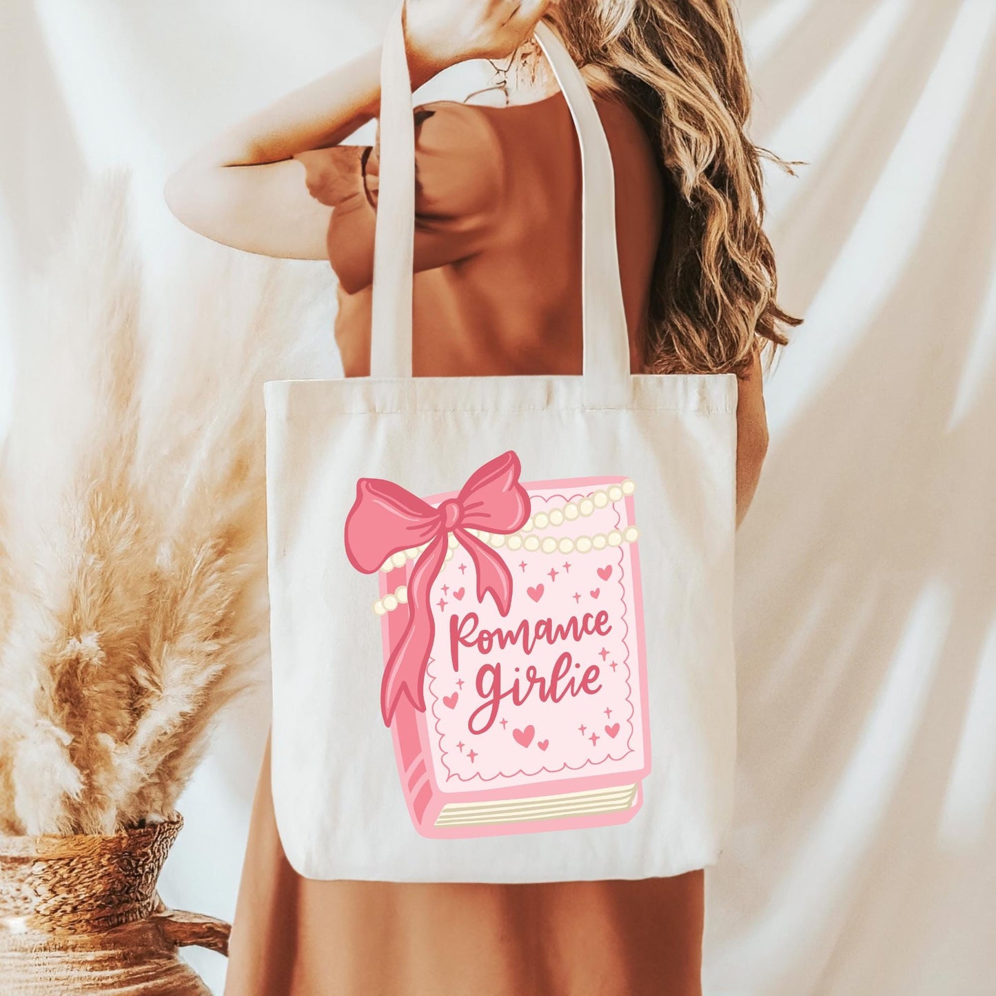 Romance Girlie Tote Bag, Bookish Tote Bag, Gifts for Readers, Book Lover Gift, Canvas Tote Bag, Bookworm, Romantasy, Coquette, Girly