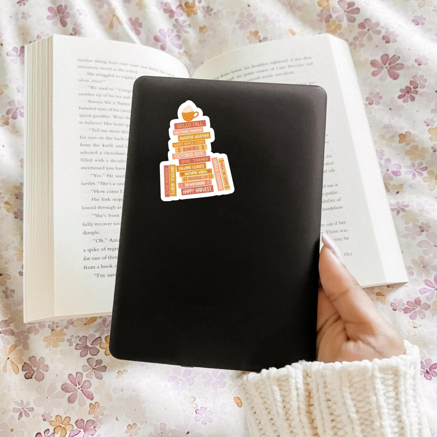 Fall Books Sticker, Bookish Sticker, Kindle Decal, Gifts for Book Lovers, Laptop Decal, Fall Book Stack, Fall Gifts, Cozy Books, Autumn