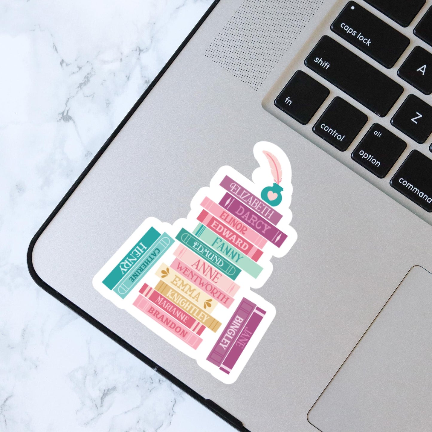 Jane Austen Characters Book Stack Sticker, Bookish Sticker, Kindle Decal, Gifts for Book Lovers, Laptop Decal, Waterproof, Library