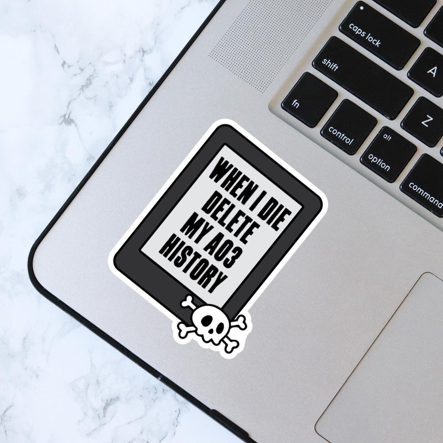 When I Die Delete My AO3 History, Bookish Kindle Laptop Decal, Gifts for Book Lovers, Waterproof
