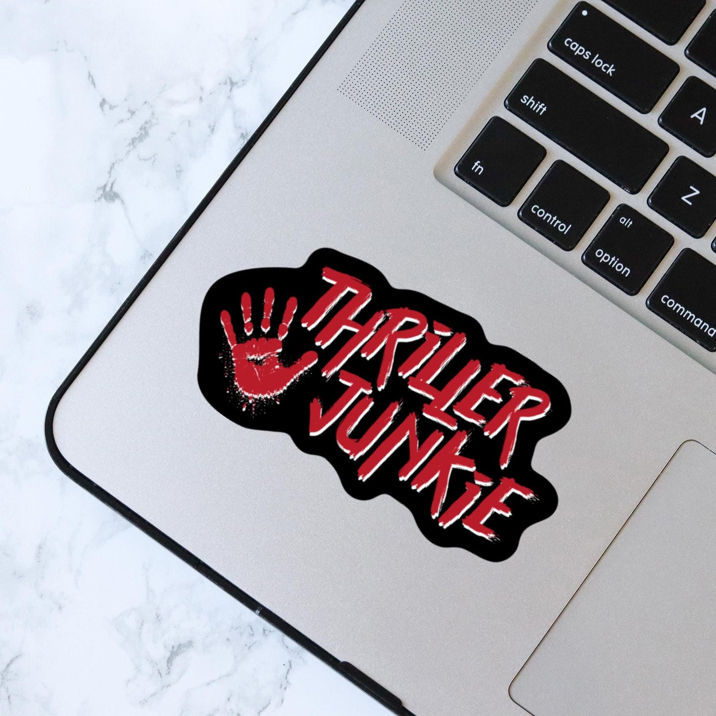 Thriller Junkie Sticker, Bookish Kindle Laptop Decal, Gifts for Book Lovers, Waterproof