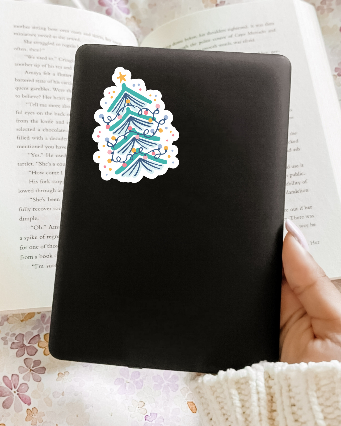 Book Christmas Tree Sticker