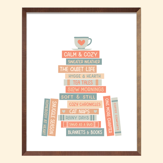 Cozy Book Stack Art Print