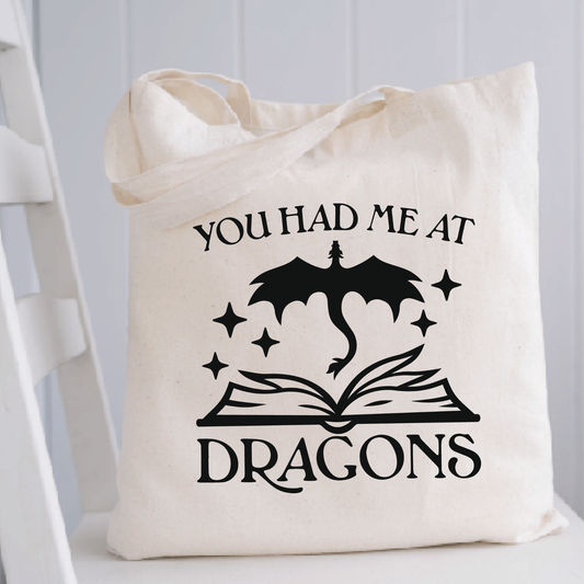 You Had Me At Dragons Book Tote Bag