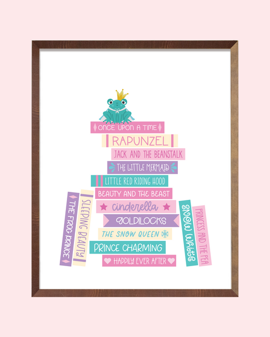 Fairy Tales Book Stack Art Print