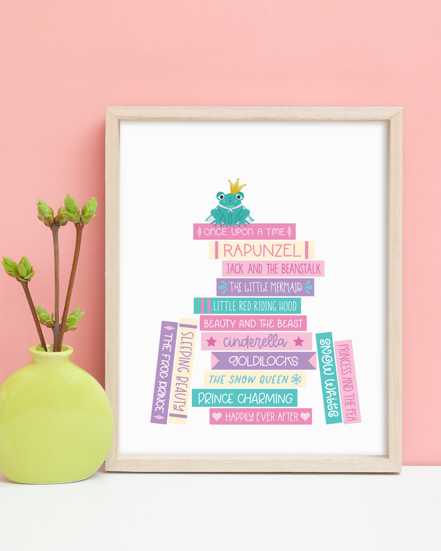 Fairy Tales Book Stack Art Print