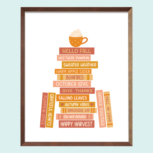 Fall Book Stack Art Print