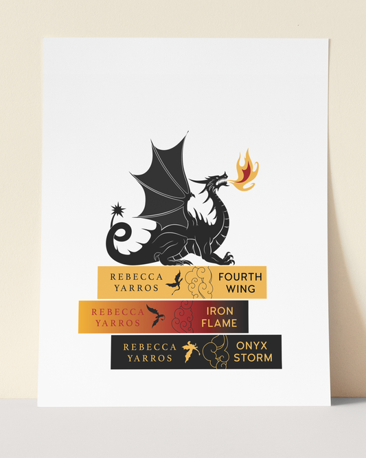 Fourth Wing Book Stack Art Print