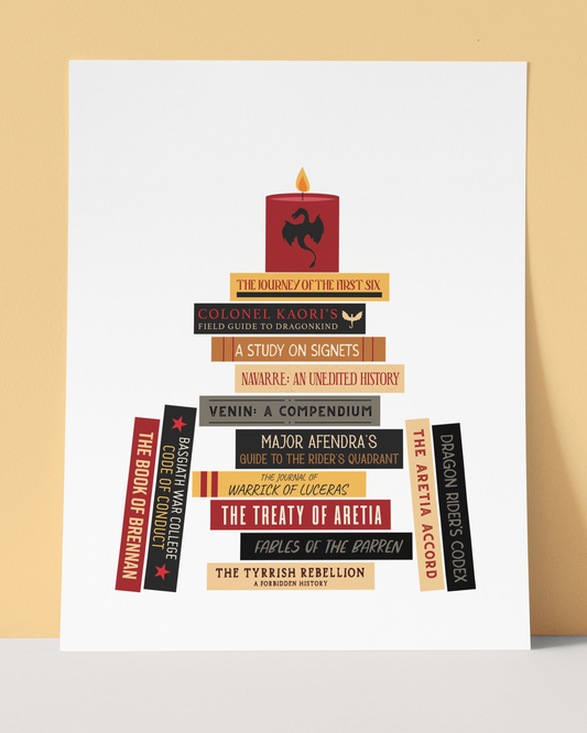 Fourth Wing Literature Book Stack Art Print