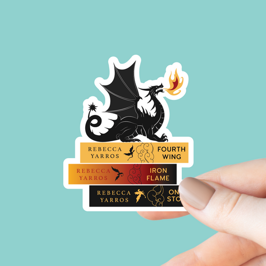 Fourth Wing Book Stack Sticker