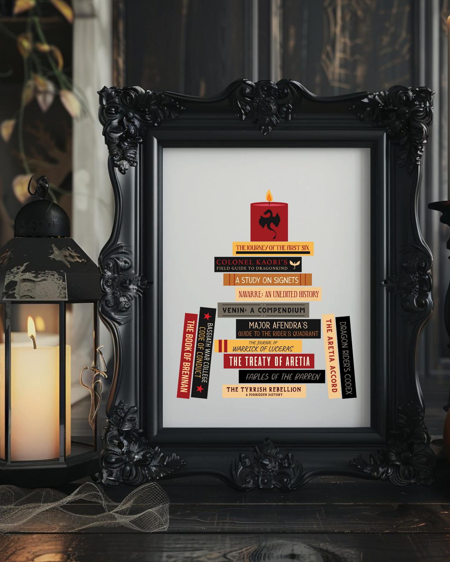 Fourth Wing Literature Book Stack Art Print