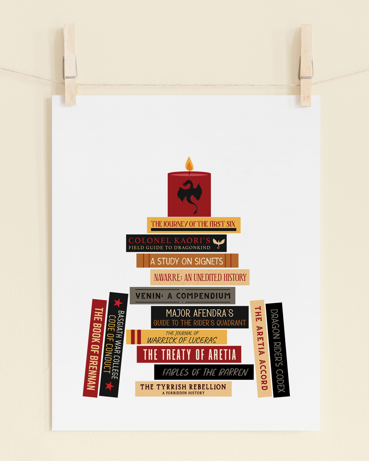 Fourth Wing Literature Book Stack Art Print