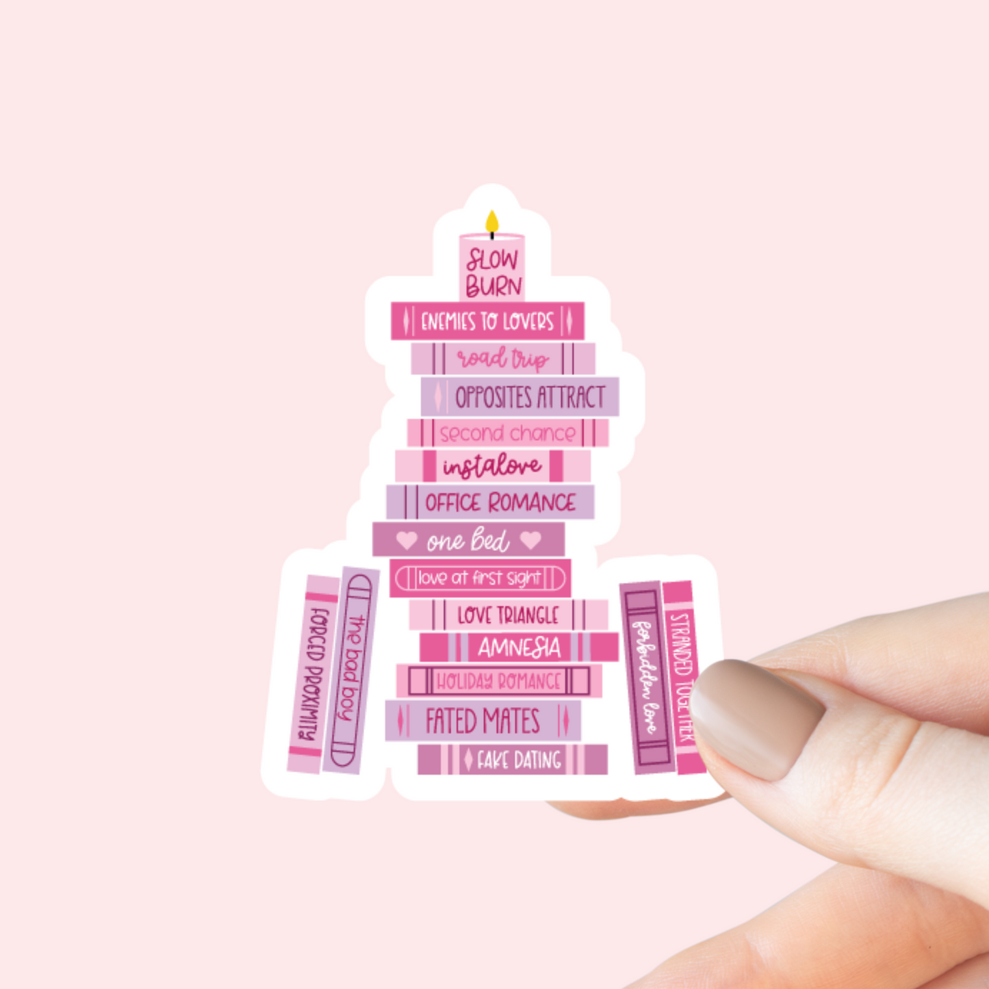 Romance Tropes Book Stack Sticker