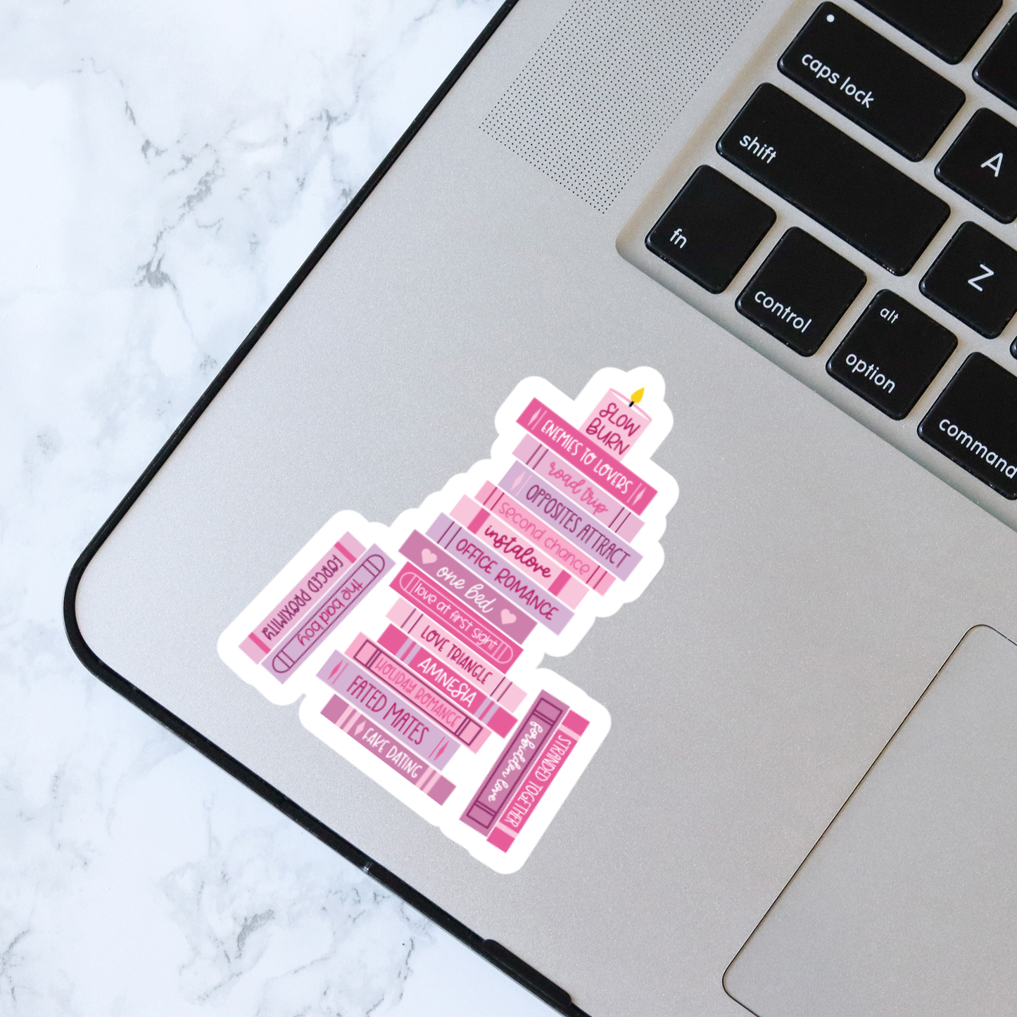 Romance Tropes Book Stack Sticker