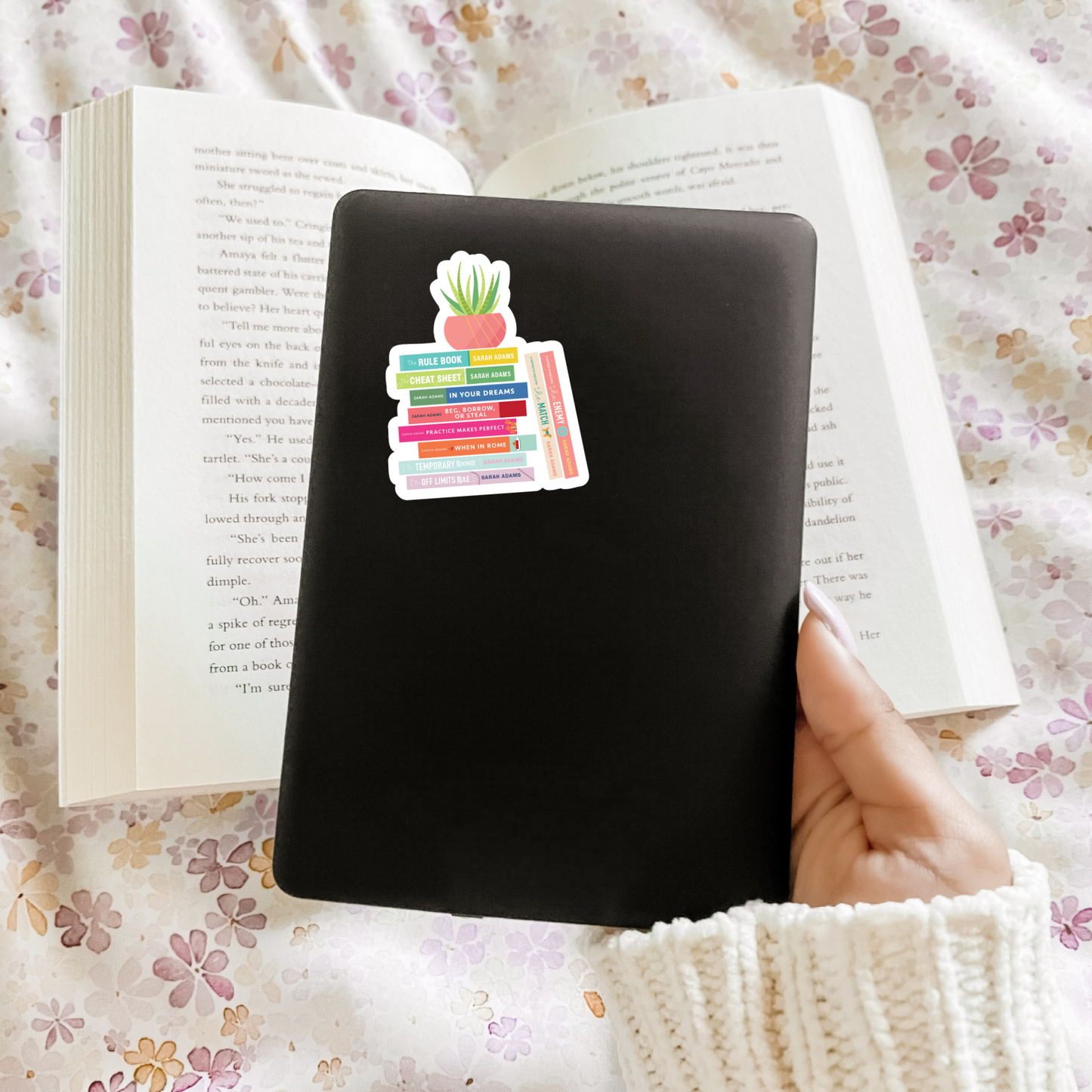 Sarah Adams Book Stack Sticker