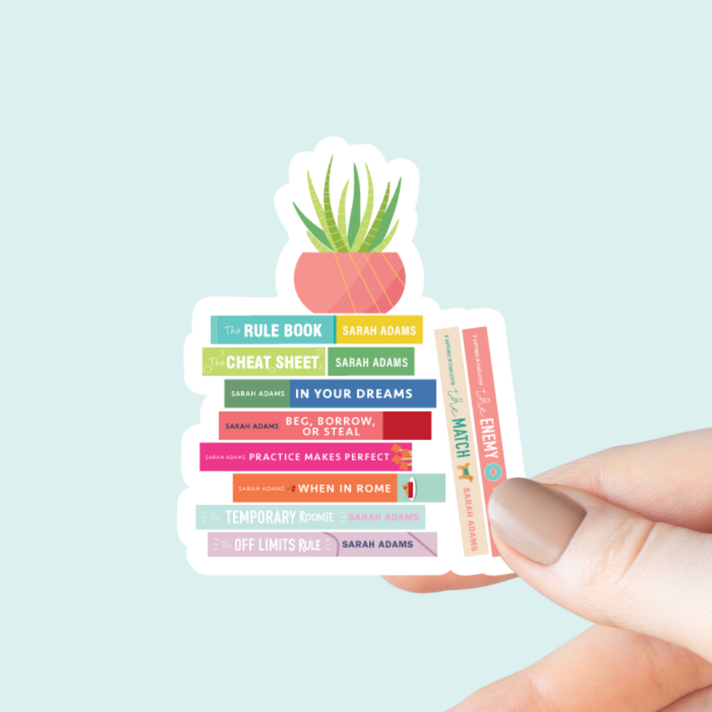 Sarah Adams Book Stack Sticker