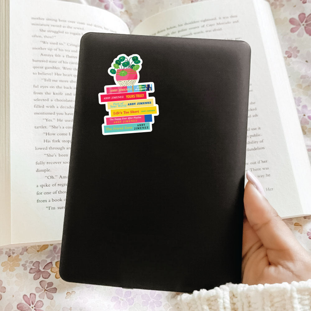 Abby Jimenez Book Stack Sticker, Bookish Sticker, Kindle Decal, Gifts for Book Lovers, Laptop Decal, Waterproof, Romance, Book Club Gifts