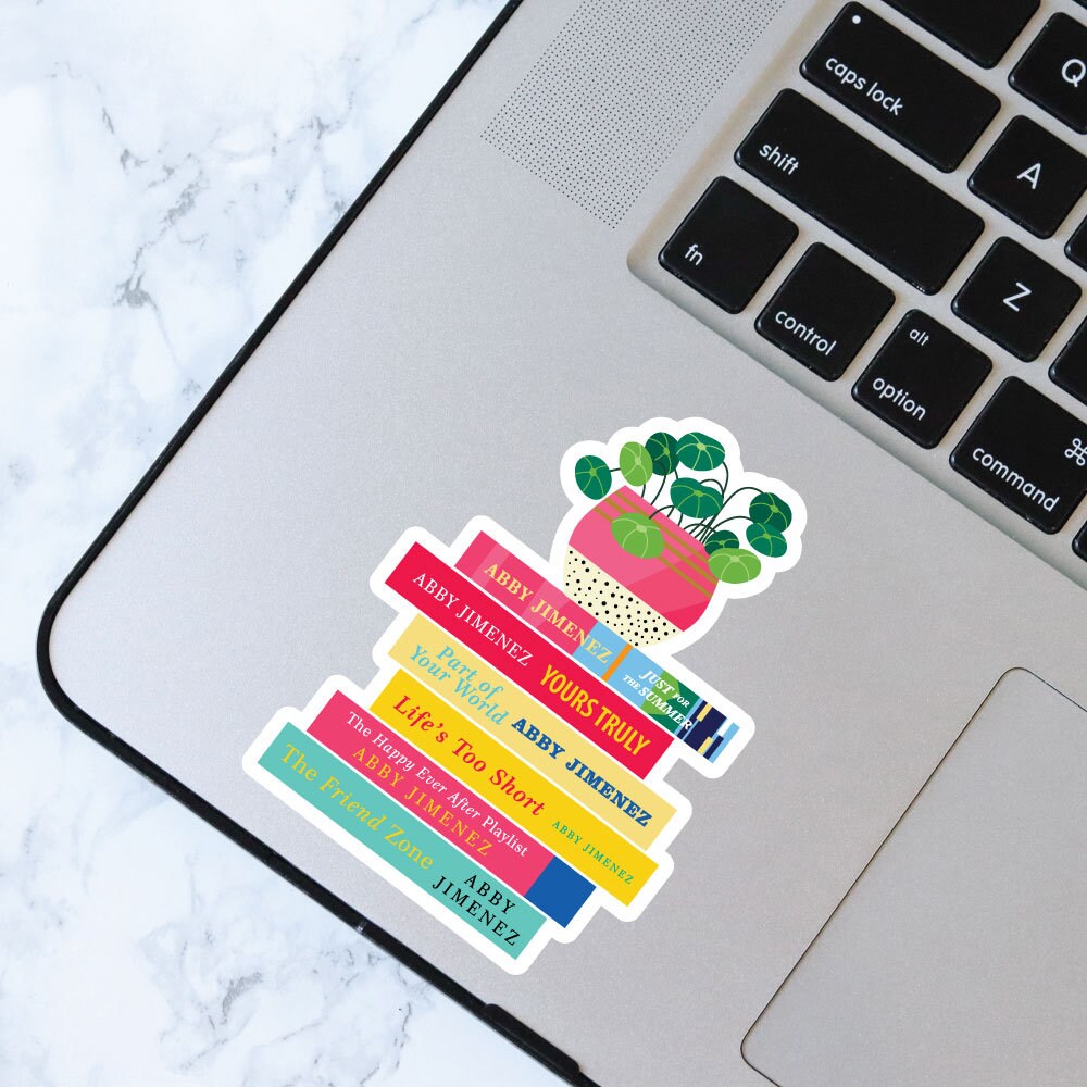 Abby Jimenez Book Stack Sticker, Bookish Sticker, Kindle Decal, Gifts for Book Lovers, Laptop Decal, Waterproof, Romance, Book Club Gifts