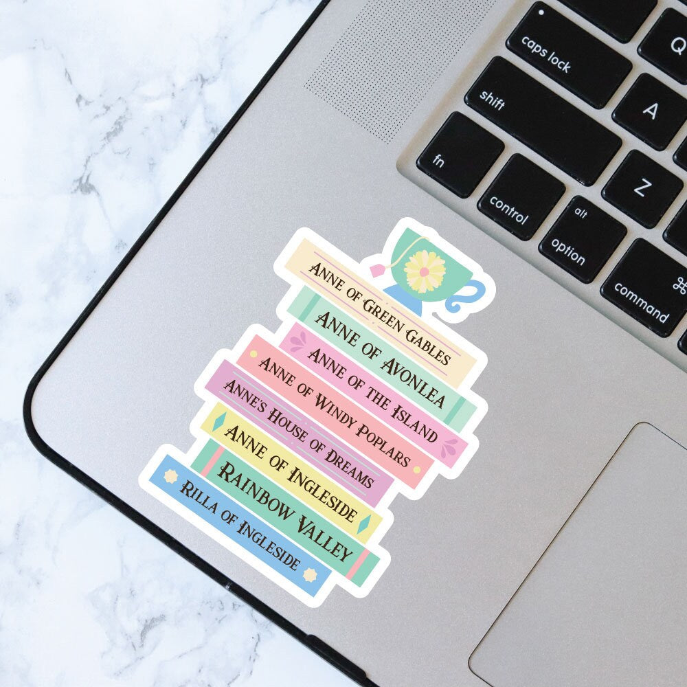 Anne of Green Gables Book Stack Sticker, Bookish Sticker, Kindle Decal, Gifts for Book Lovers, Laptop Decal, Waterproof, Book Club Gifts