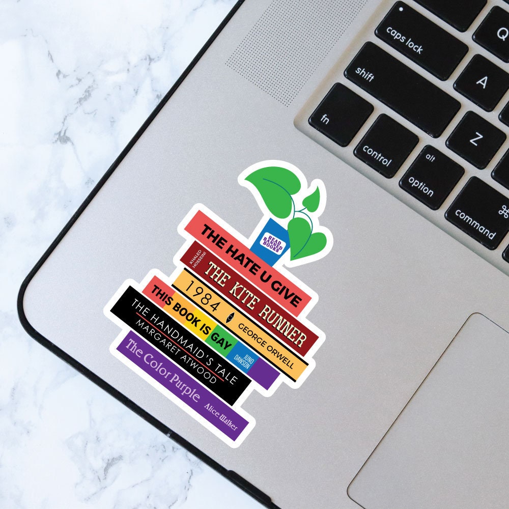 Banned Books, Book Stack Sticker, Bookish Sticker, Kindle Decal, Gifts for Book Lovers, Laptop Decal, Waterproof, School, Library