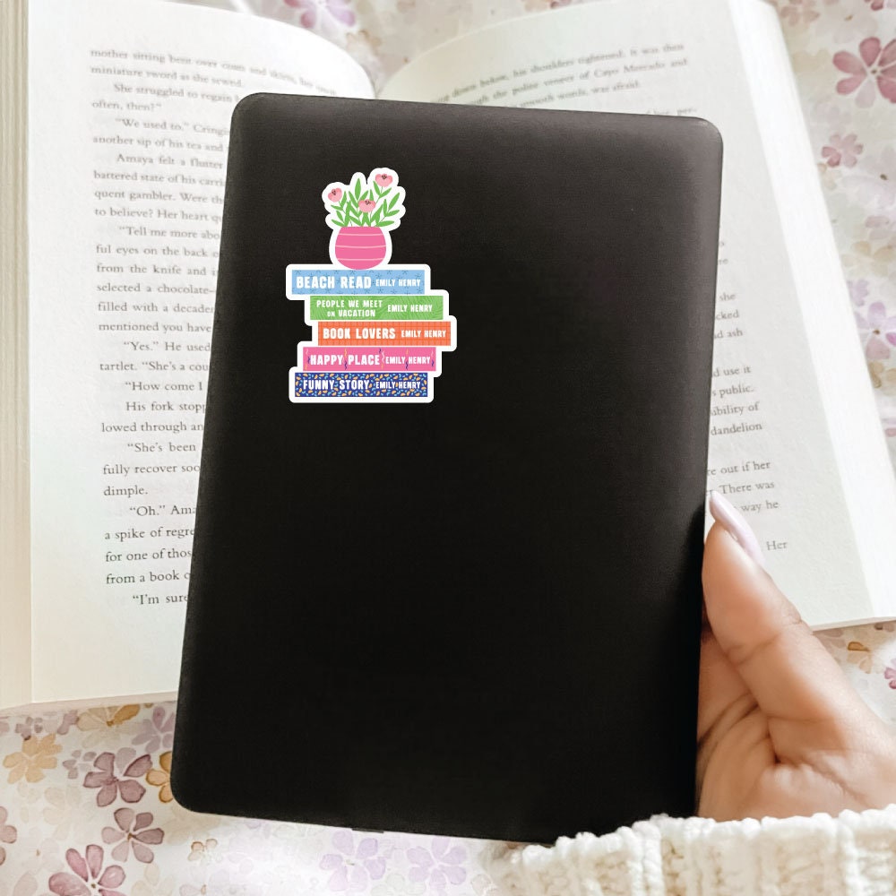 Emily Henry Book Stack Sticker, Bookish Sticker, Kindle Decal, Gifts for Book Lovers, Laptop Decal, Waterproof, Romance, Book Club Gifts