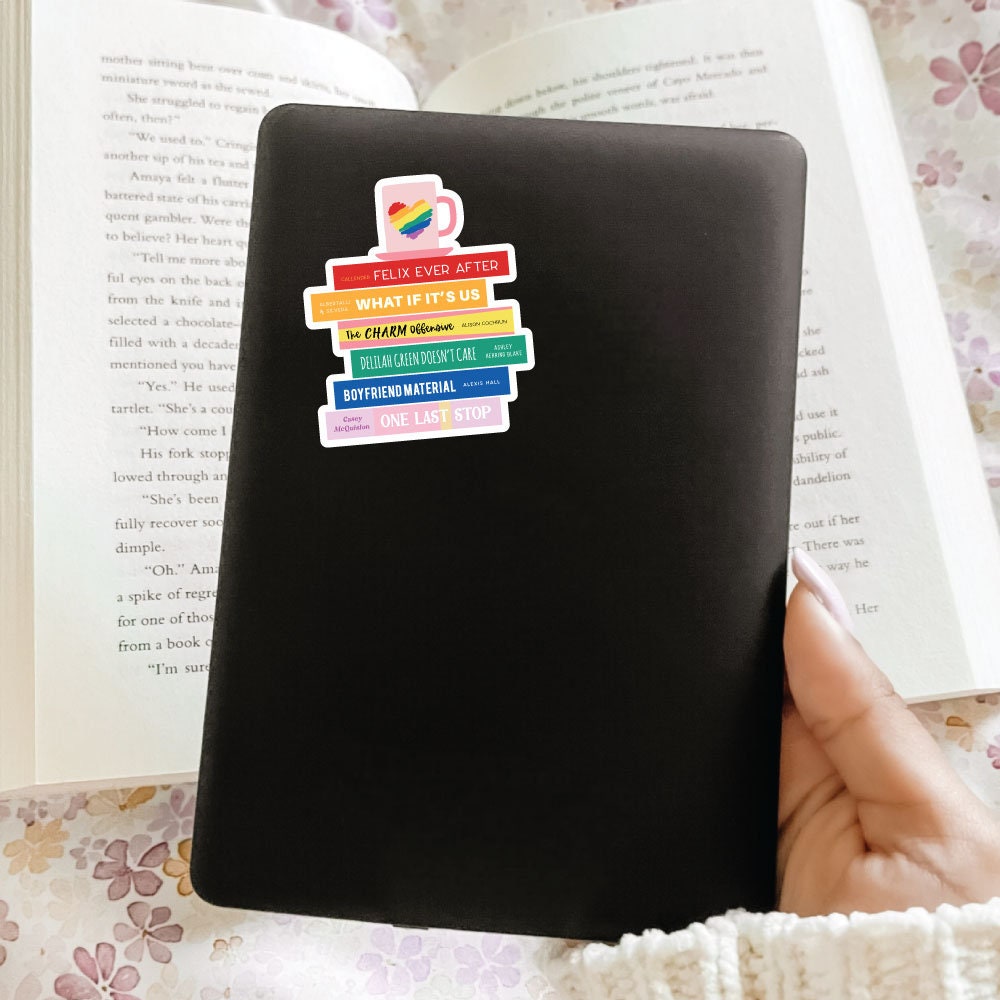 LGBTQ+ Queer Book Stack Sticker, Bookish Sticker, Kindle Decal, Gifts for Book Lovers, Laptop Decal, Waterproof, Library, Book Club Gifts