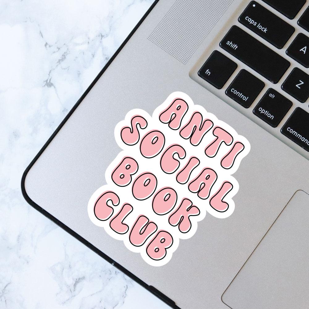 Anti Social Book Club, Bookish Sticker, Kindle Decal, Gifts for Book Lovers, Laptop Decal, Waterproof, Library, Kindle Sticker