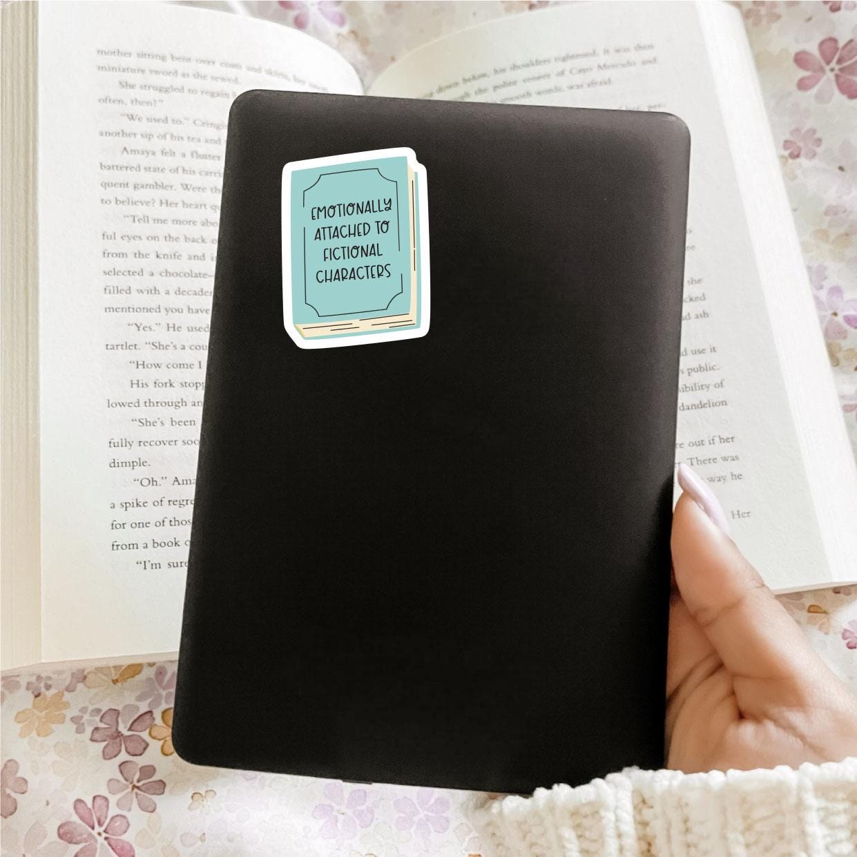 Emotionally Attached to Fictional Characters, Bookish Sticker, Kindle Decal, Gifts for Book Lovers, Laptop Decal, Waterproof, Kindle Sticker