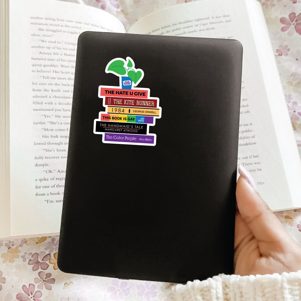 Banned Books, Book Stack Sticker, Bookish Sticker, Kindle Decal, Gifts for Book Lovers, Laptop Decal, Waterproof, School, Library