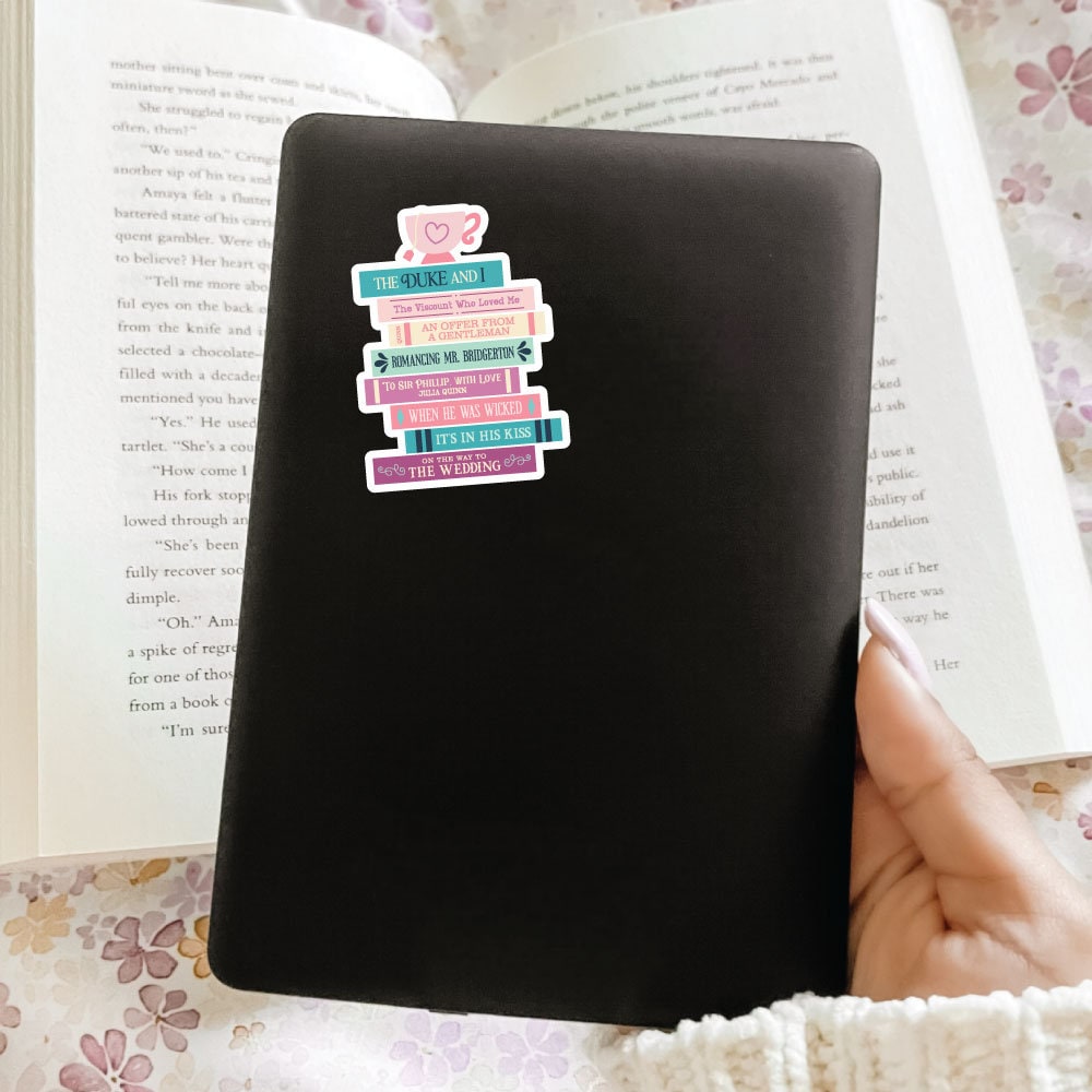 Bridgerton Book Stack Sticker, Bookish Sticker, Kindle Decal, Gifts for Book Lovers, Laptop Decal, Waterproof, Book Club Gifts, Romance