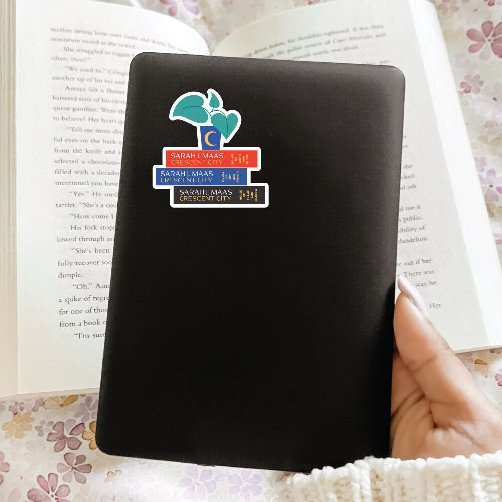 Crescent City Book Stack Sticker, Bookish Sticker, Kindle Decal, Gifts for Book Lovers, Laptop Decal, Waterproof, Book Club Gifts