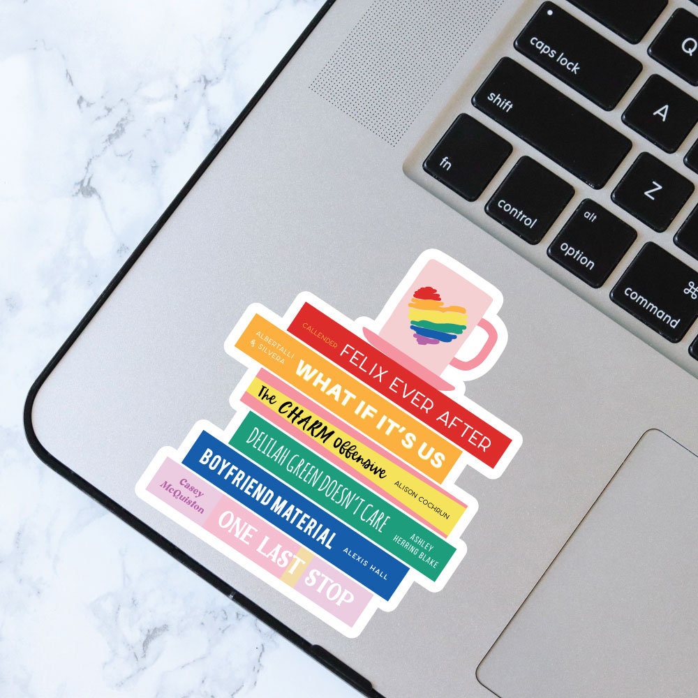 LGBTQ+ Queer Book Stack Sticker, Bookish Sticker, Kindle Decal, Gifts for Book Lovers, Laptop Decal, Waterproof, Library, Book Club Gifts