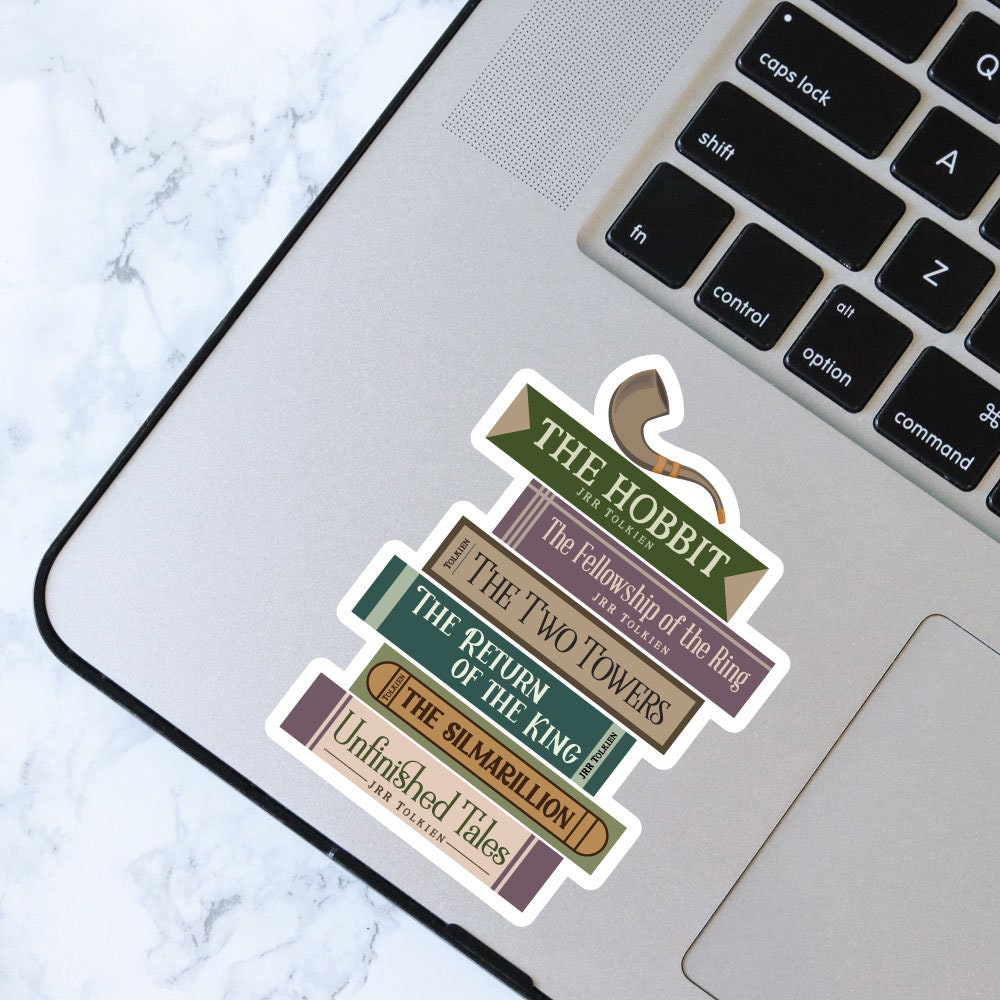 Tolkien Lord of the Rings Book Stack Sticker, Bookish Sticker, Kindle Decal, Gifts for Book Lovers, Waterproof, Library, Book Club Gifts