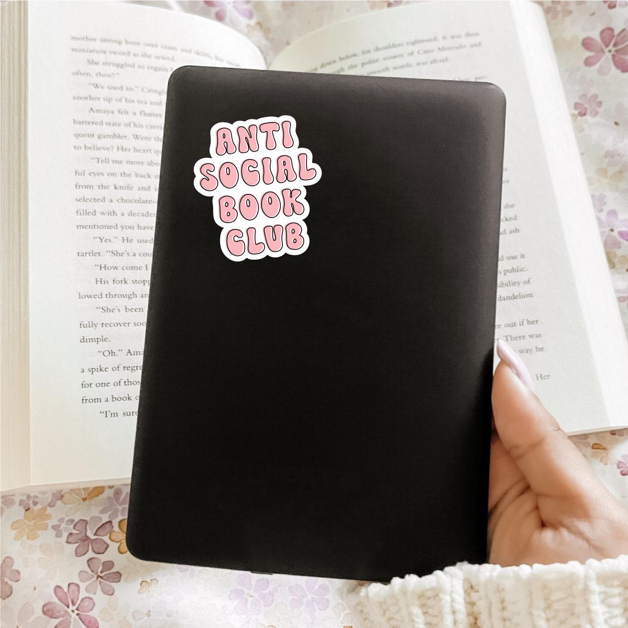 Anti Social Book Club, Bookish Sticker, Kindle Decal, Gifts for Book Lovers, Laptop Decal, Waterproof, Library, Kindle Sticker