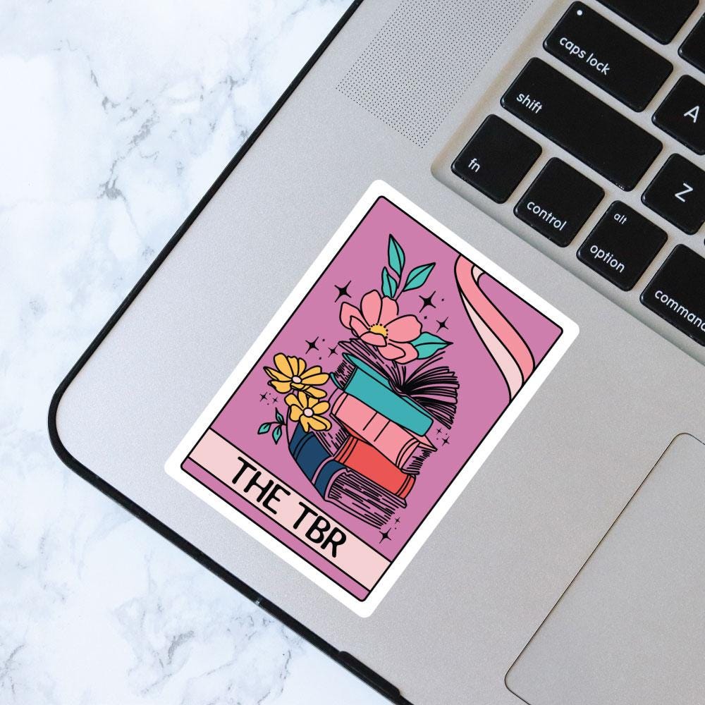 TBR Stack Tarot Card, Bookish Sticker, Kindle Decal, Gifts for Book Lovers, Laptop Decal, Waterproof, Library, Kindle Sticker